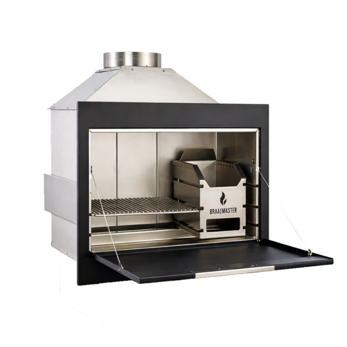Braaimaster BI Single Black inbouw braai, ontworpen voor integratie in een schouw.